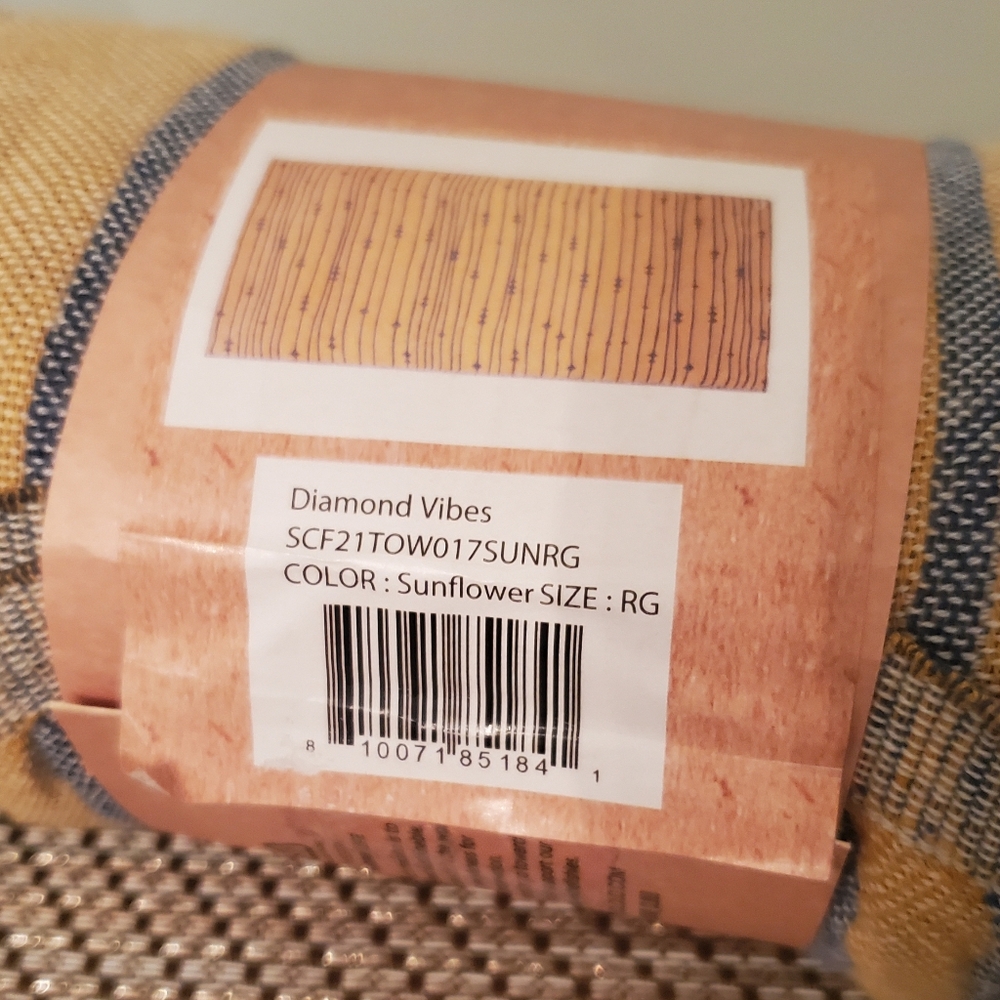 SandCloud Yellow & Blue Striped Turkish Towel New - Picture 7 of 11